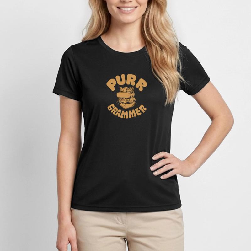 Coder Katze Lustig Programmierer Geschenk Frauen Funktions-T-Shirt