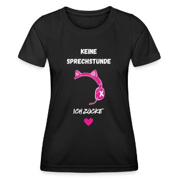 Gamer - Keine Sprechstunde Ich zocke - Frauen Funktions-T-Shirt - Schwarz - Vorne - AI Model Female 172 light (172cm)