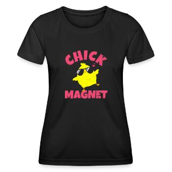 Chick Magnet Chick avec lunettes de soleil Populaire Funny - T-shirt sport Femme - noir - Devant - AI Model Female 172 light (172cm)