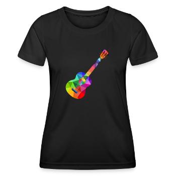 Bunte Regenbogen Gitarre Rainbow Musik Gitarrist - Frauen Funktions-T-Shirt - Schwarz - Vorne - AI Model Female 172 light (172cm)