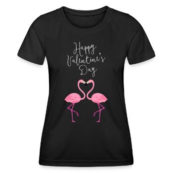 Flamingo Happy Valenine’s Day Valentine’s Day Love - T-shirt sport Femme - noir - Devant - AI Model Female 172 light (172cm)
