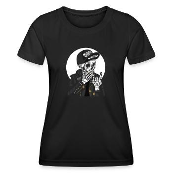 Bis zum letzten Atemzug. Smoke Skull - Frauen Funktions-T-Shirt - Schwarz - Vorne - AI Model Female 172 light (172cm)