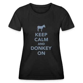 Keep calm and Donkey on - T-shirt sport Femme - noir - Devant - AI Model Female 172 light (172cm)