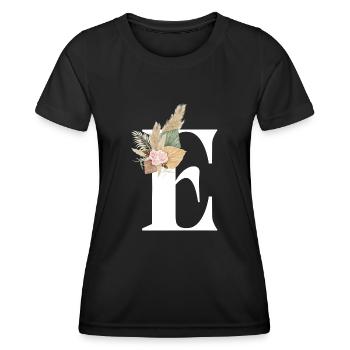 blumiger Buchstabe E - Frauen Funktions-T-Shirt - Schwarz - Vorne - AI Model Female 172 light (172cm)