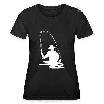Fliegenfischen Angler Fischer Angeln - Frauen Funktions-T-Shirt - Schwarz - Vorne - AI Model Female 172 light (172cm)