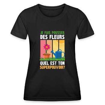je fais pousser des fleurs - T-shirt sport Femme - noir - Devant - AI Model Female 172 light (172cm)