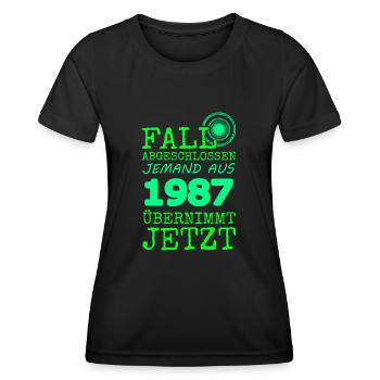Jahr 1987 - Frauen Funktions-T-Shirt - Schwarz - Vorne - AI Model Female 172 light (172cm)
