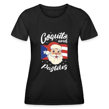 Drink Coquito Me Merry Puerto Rica Christmas - Frauen Funktions-T-Shirt - Schwarz - Vorne - AI Model Female 172 light (172cm)