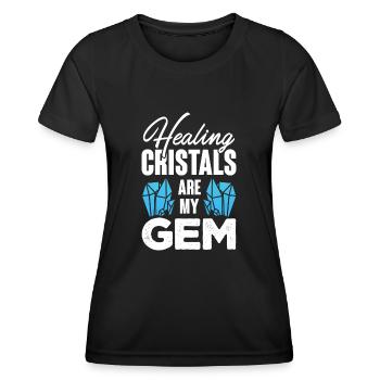 Healing crystals are my Gem - Women's Functional T-Shirt - black - Front - AI Model Female 172 light (172cm)