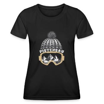 Pistensau Skifahrer Snowboarder Wintersport - Frauen Funktions-T-Shirt - Schwarz - Vorne - AI Model Female 172 light (172cm)