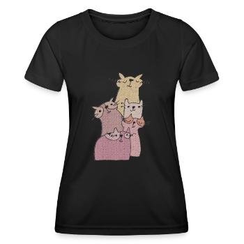 À la rencontre de Cats 2 - T-shirt sport Femme - noir - Devant - AI Model Female 172 light (172cm)