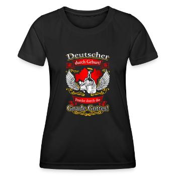 Stolzer Franke – Tradition und Herkunft - Frauen Funktions-T-Shirt - Schwarz - Vorne - AI Model Female 172 light (172cm)