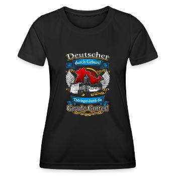 Stolzer Thüringer – Tradition in der Heimat - Frauen Funktions-T-Shirt - Schwarz - Vorne - AI Model Female 172 light (172cm)
