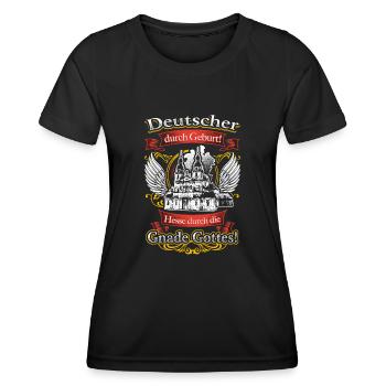 Stolzer Hesse – Heimatliebe und Tradition - Frauen Funktions-T-Shirt - Schwarz - Vorne - AI Model Female 172 light (172cm)