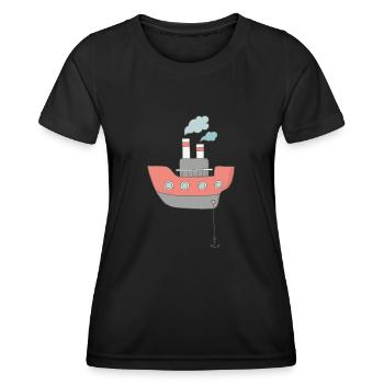 Boot - Frauen Funktions-T-Shirt - Schwarz - Vorne - AI Model Female 172 light (172cm)