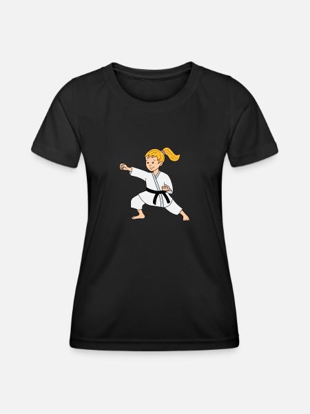 Karate Mädchen Kampfsport - Frauen Funktions-T-Shirt - Schwarz