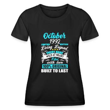 October 1992 - 30th birthday gift. Legend. - Women's Functional T-Shirt - black - Front - AI Model Female 172 light (172cm)