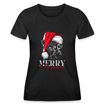 Santa GIANT SCHNAUZER Merry Christmas Wilsigns - Women's Functional T-Shirt - black - Front - AI Model Female 172 light (172cm)