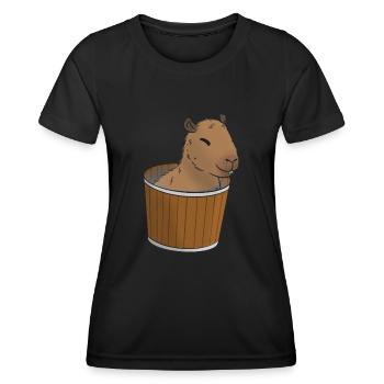 Capybara Meme - Frauen Funktions-T-Shirt - Schwarz - Vorne - AI Model Female 172 light (172cm)
