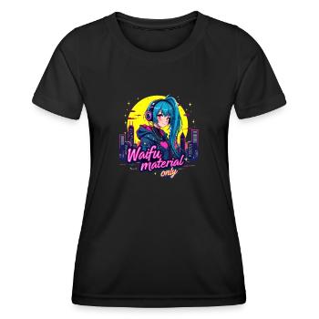 WAIFU MATERIAL ONLY - VAPORWAVE GAMERGIRL - Frauen Funktions-T-Shirt - Schwarz - Vorne - AI Model Female 172 light (172cm)
