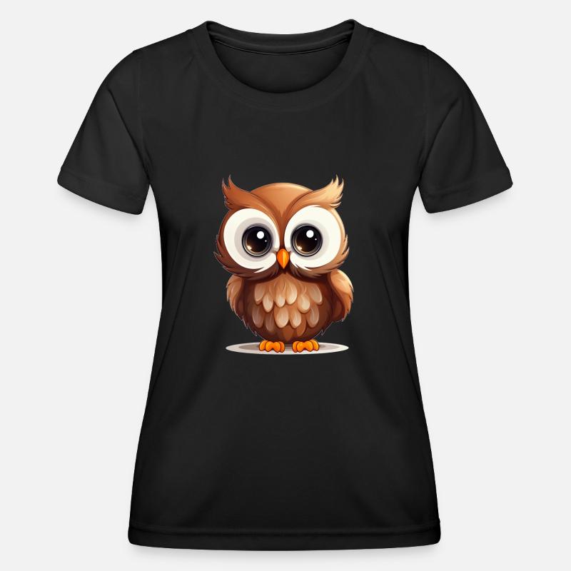 Cute little owl - Women's Functional T-Shirt - black