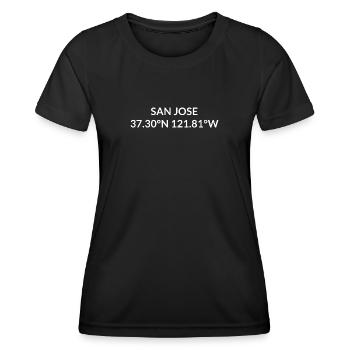 San Jose California USA Koordinaten - Frauen Funktions-T-Shirt - Schwarz - Vorne - AI Model Female 172 light (172cm)