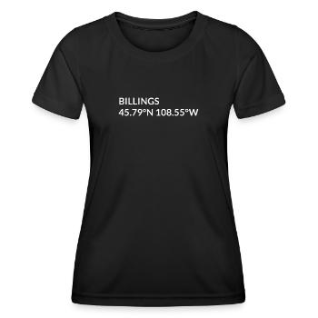Billings, Montana, USA Coordinates - Women's Functional T-Shirt - black - Front - AI Model Female 172 light (172cm)