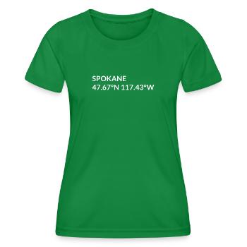 Spokane Washington USA Koordinaten - Frauen Funktions-T-Shirt - Kelly Green - Vorne - AI Model Female 172 dark (172cm)