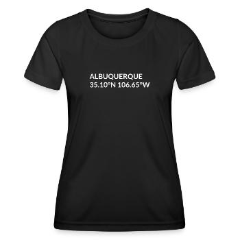 Albuquerque New Mexico USA Koordinaten - Frauen Funktions-T-Shirt - Schwarz - Vorne - AI Model Female 172 light (172cm)