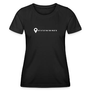 Langenfeld (Rheinland) Koordinaten - Frauen Funktions-T-Shirt - Schwarz - Vorne - AI Model Female 172 light (172cm)