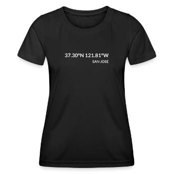 San Jose California USA Koordinaten - Frauen Funktions-T-Shirt - Schwarz - Vorne - AI Model Female 172 light (172cm)