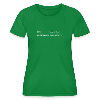 Virginia Beach Virginia USA Koordinaten - Frauen Funktions-T-Shirt - Kelly Green - Vorne - AI Model Female 172 dark (172cm)