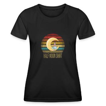 Little Girl Sitting on Half Moon Retro Sunset - Women's Functional T-Shirt - black - Front - AI Model Female 172 light (172cm)