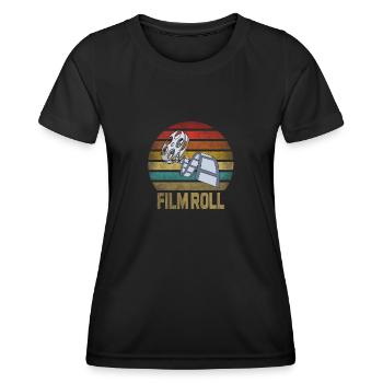 Movie Film Roll Cinema Retro Sunset - Frauen Funktions-T-Shirt - Schwarz - Vorne - AI Model Female 172 light (172cm)
