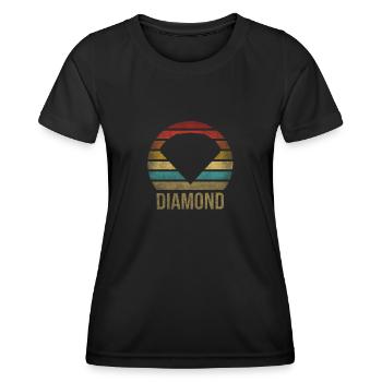 Ruby Gemstone Retro Sunset - Frauen Funktions-T-Shirt - Schwarz - Vorne - AI Model Female 172 light (172cm)
