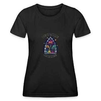 Decrime Nature Colorful Magic Mushroom Trippy - Women's Functional T-Shirt - black - Front - AI Model Female 172 light (172cm)
