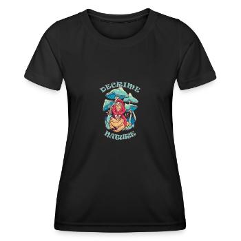 Decrime Nature Colorful Magic Mushroom Trippy - Women's Functional T-Shirt - black - Front - AI Model Female 172 light (172cm)