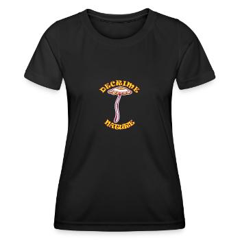 Decrime Nature Colorful Magic Mushroom Trippy - Frauen Funktions-T-Shirt - Schwarz - Vorne - AI Model Female 172 light (172cm)