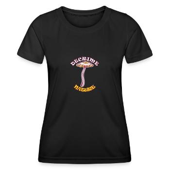 Decrime Nature Colorful Magic Mushroom Trippy - Frauen Funktions-T-Shirt - Schwarz - Vorne - AI Model Female 172 light (172cm)