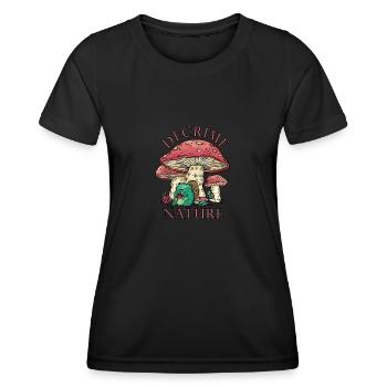 Decrime Nature Colorful Magic Mushroom Frog - Women's Functional T-Shirt - black - Front - AI Model Female 172 light (172cm)
