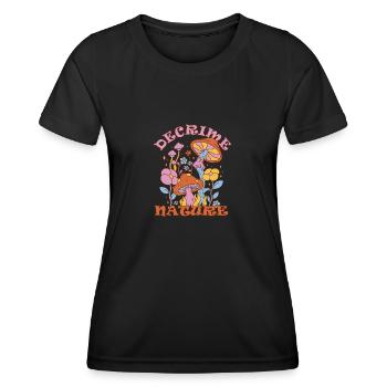Decrime Nature Champignon Magique Coloré Trippy - T-shirt sport Femme - noir - Devant - AI Model Female 172 light (172cm)