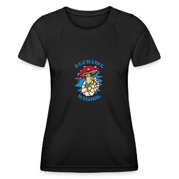 Decrime Nature Squelette de champignon magique coloré - T-shirt sport Femme - noir - Devant - AI Model Female 172 light (172cm)