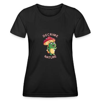 Decrime Nature Colorful Mushroom Frog - Frauen Funktions-T-Shirt - Schwarz - Vorne - AI Model Female 172 light (172cm)