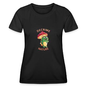Decrime Nature Colorful Mushroom Frog - Frauen Funktions-T-Shirt - Schwarz - Vorne - AI Model Female 172 light (172cm)