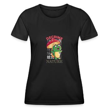 Decrime Nature Colorful Mushroom Frog - Frauen Funktions-T-Shirt - Schwarz - Vorne - AI Model Female 172 light (172cm)