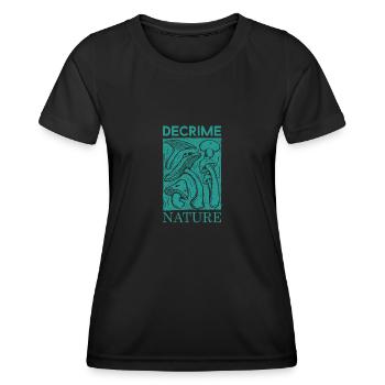 Decrime Nature Stylish Mushroom Print - Women's Functional T-Shirt - black - Front - AI Model Female 172 light (172cm)