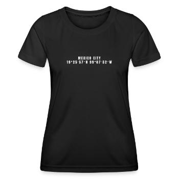 Coordonnées Mexico Mexico - T-shirt sport Femme - noir - Devant - AI Model Female 172 light (172cm)