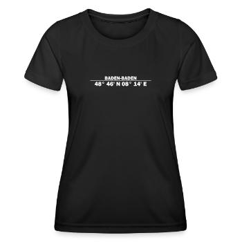 Baden-Baden Koordinaten - Frauen Funktions-T-Shirt - Schwarz - Vorne - AI Model Female 172 light (172cm)