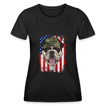 Englische Bulldogge - Frauen Funktions-T-Shirt - Schwarz - Vorne - AI Model Female 172 light (172cm)