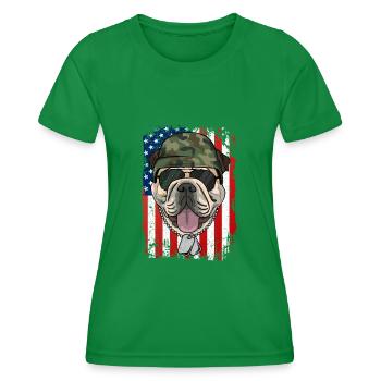 Bouledogue anglais - T-shirt sport Femme - vert - Devant - AI Model Female 172 dark (172cm)
